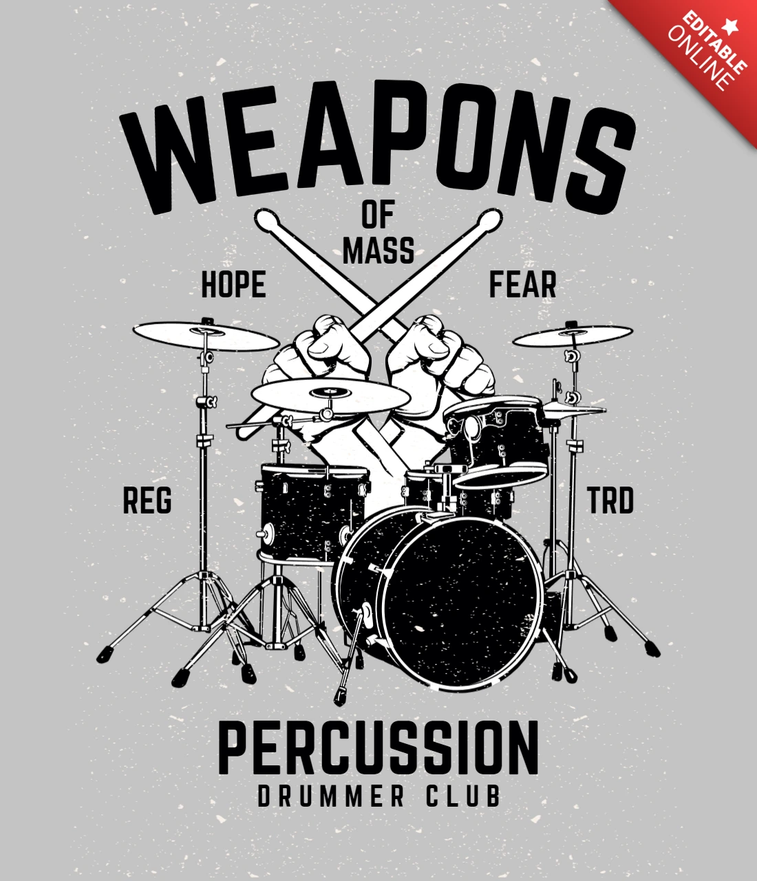 Armi percussioni batterista club modello di maglietta di design