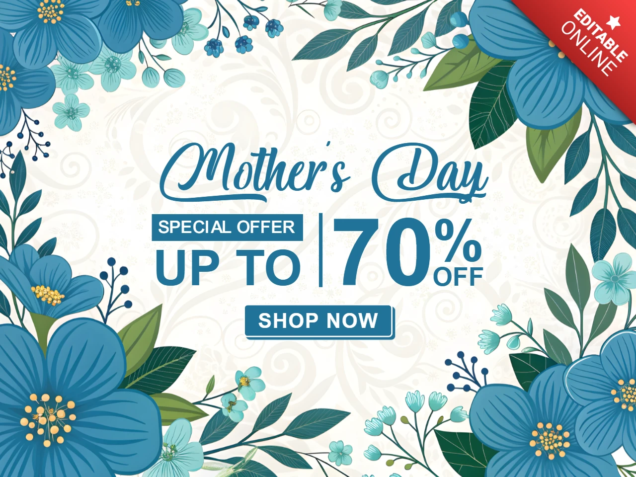 Floral Mother's Day Sale Template Design - Editable with Promotion