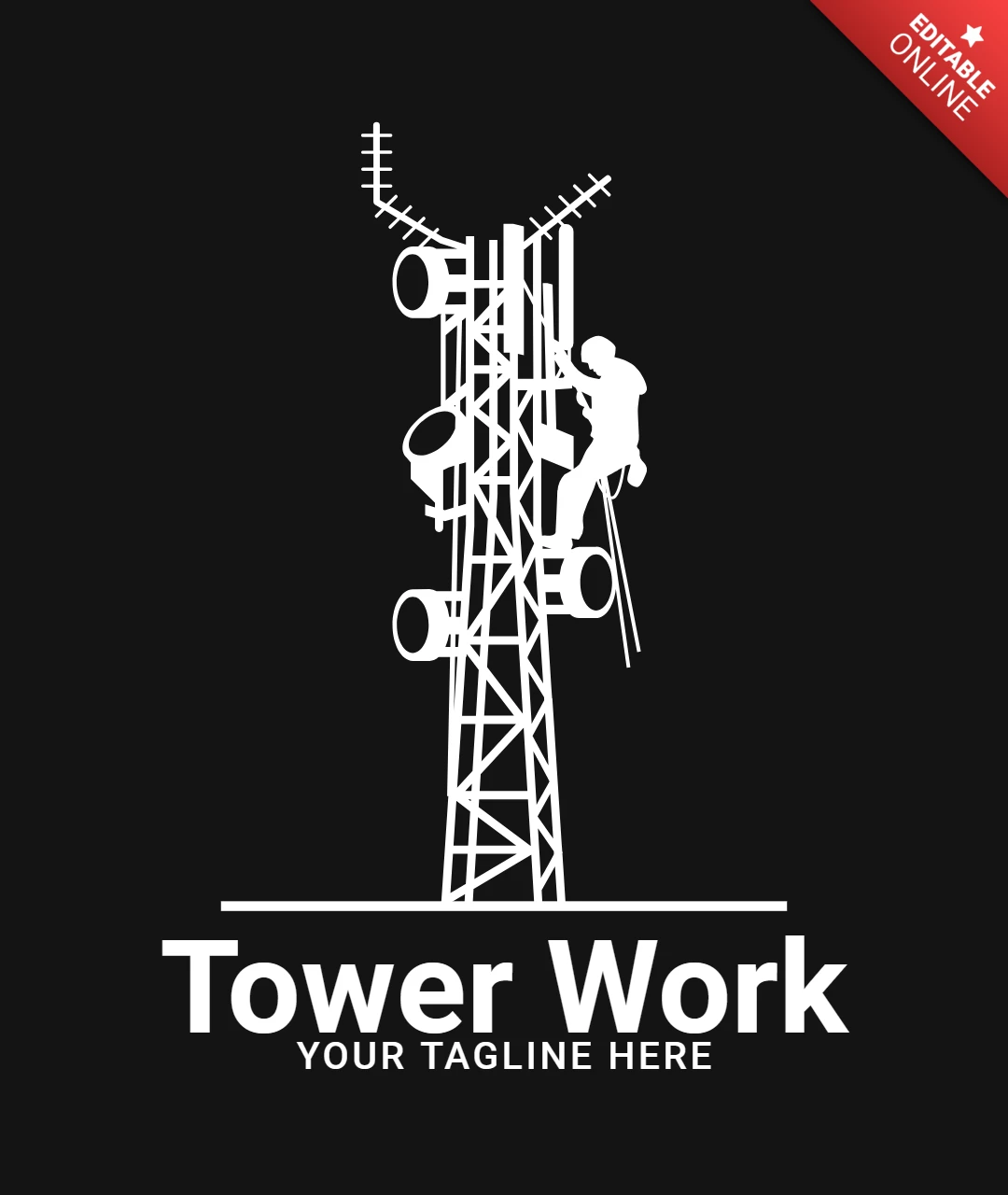 Electrical Line Tower Work Logo Design Template