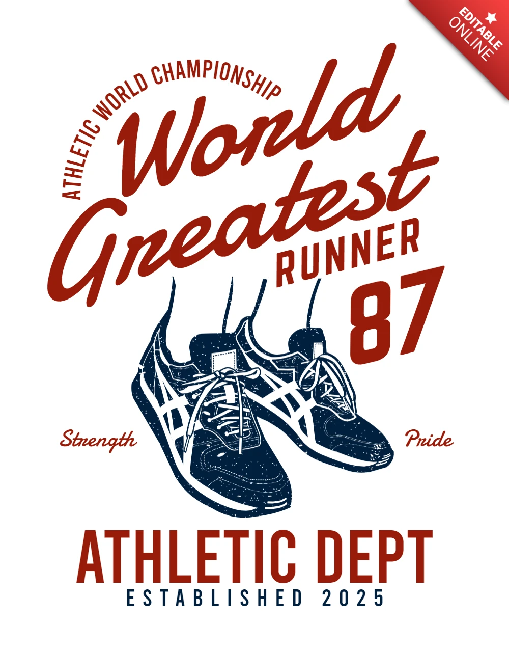 World Greatest Runner Typography T-shirt Design Template
