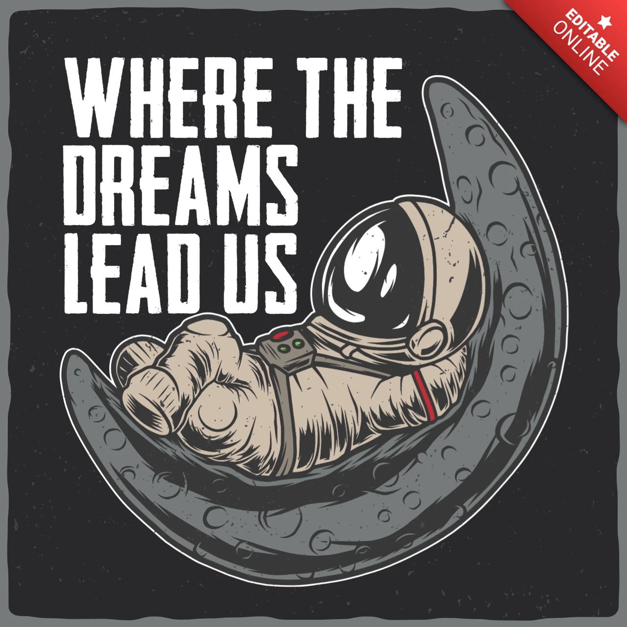 Lustiger astronaut auf dem mond liegend t-shirt design vorlage