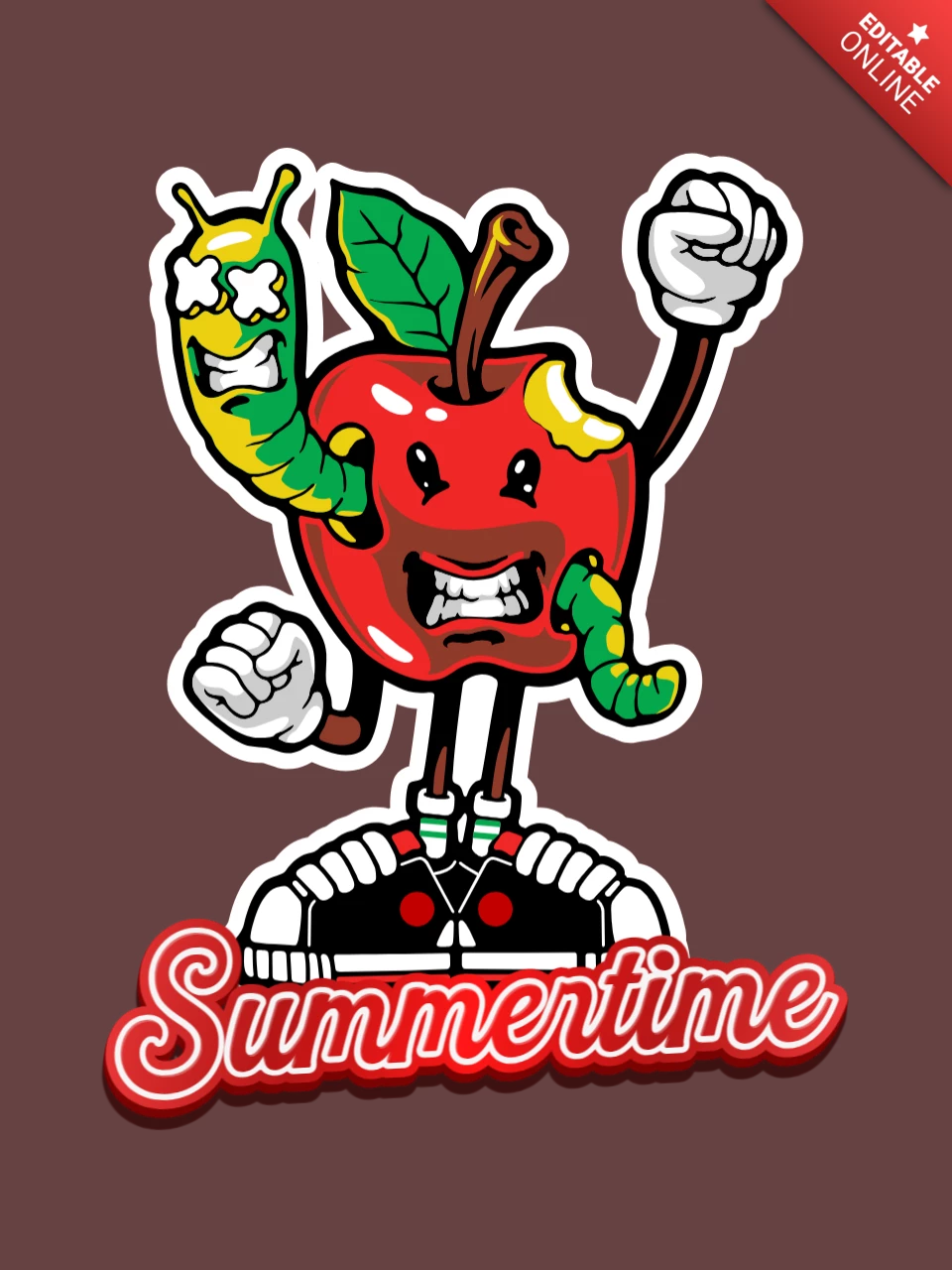 Summertime With Apple T-shirt Design Template