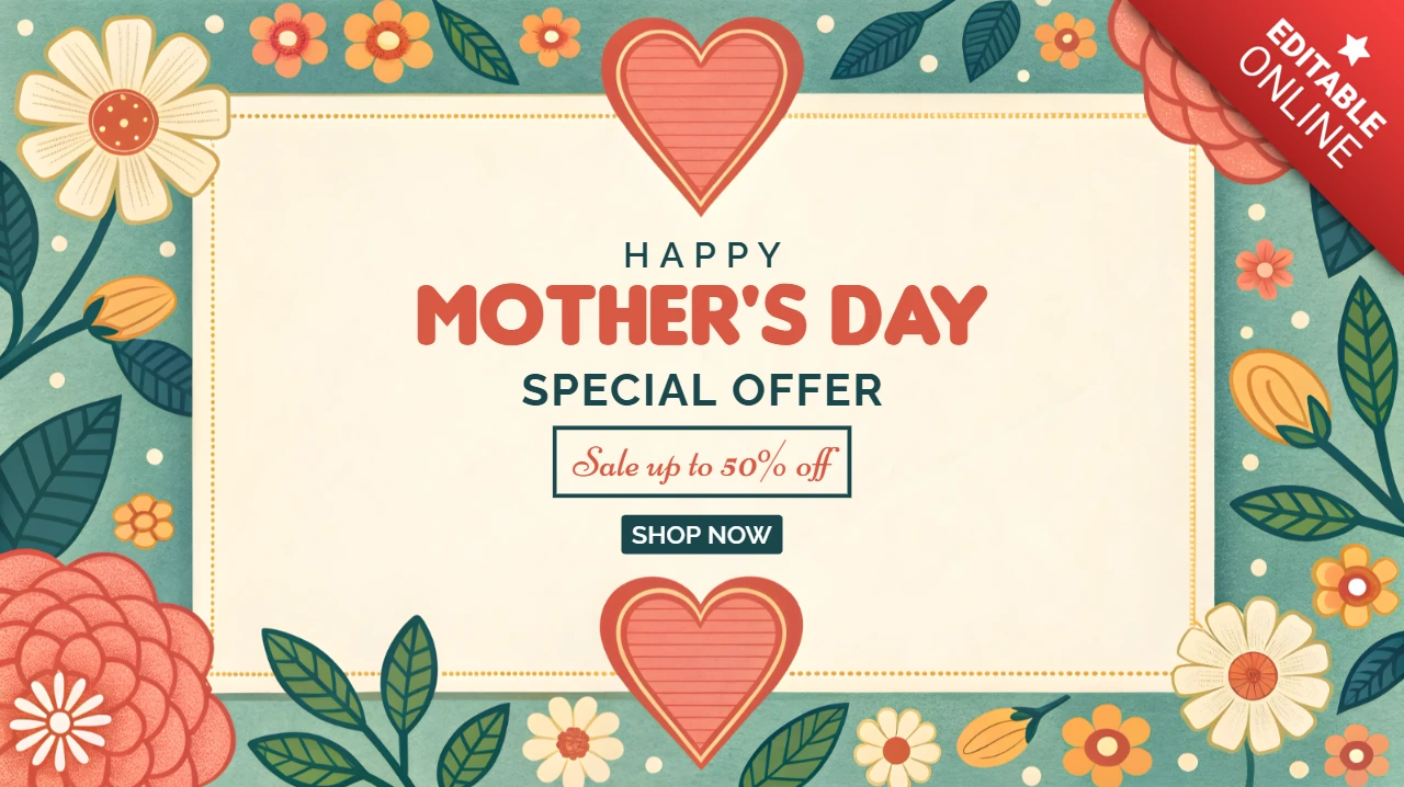 Modèle de vente de fleurs vintage pour la fête des mères - design modifiable pour les offres spéciales