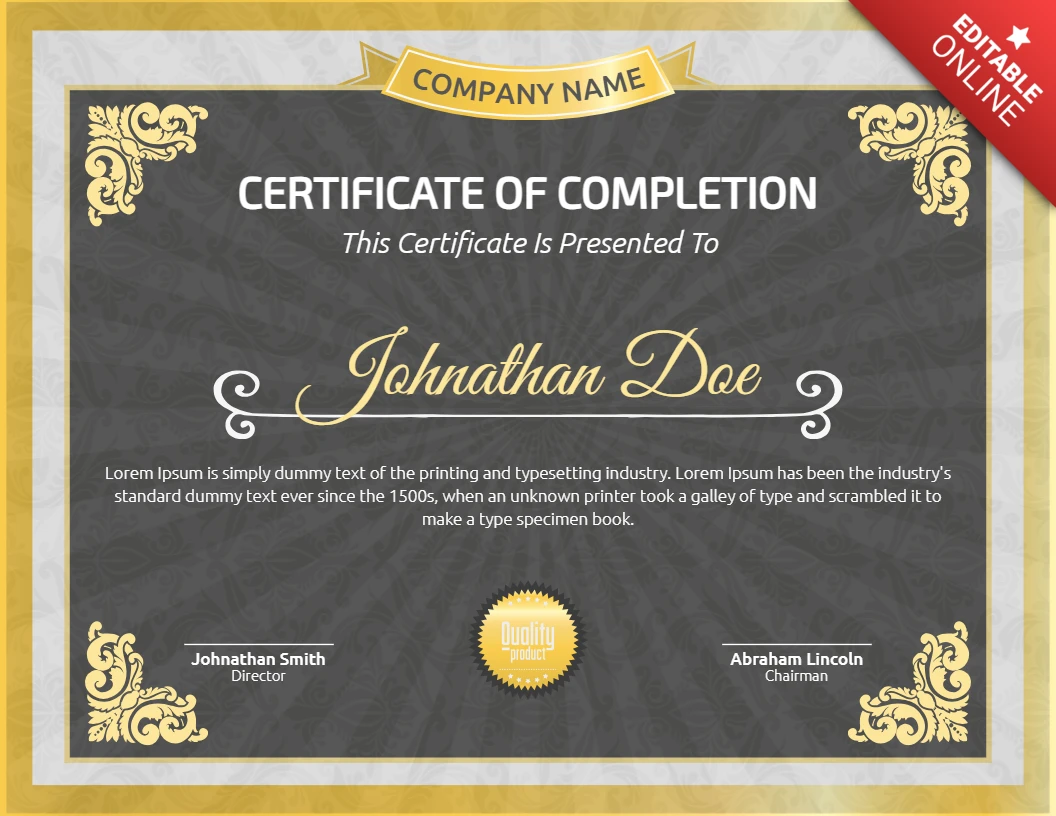 Elegant Professional Certificate Post Design Template