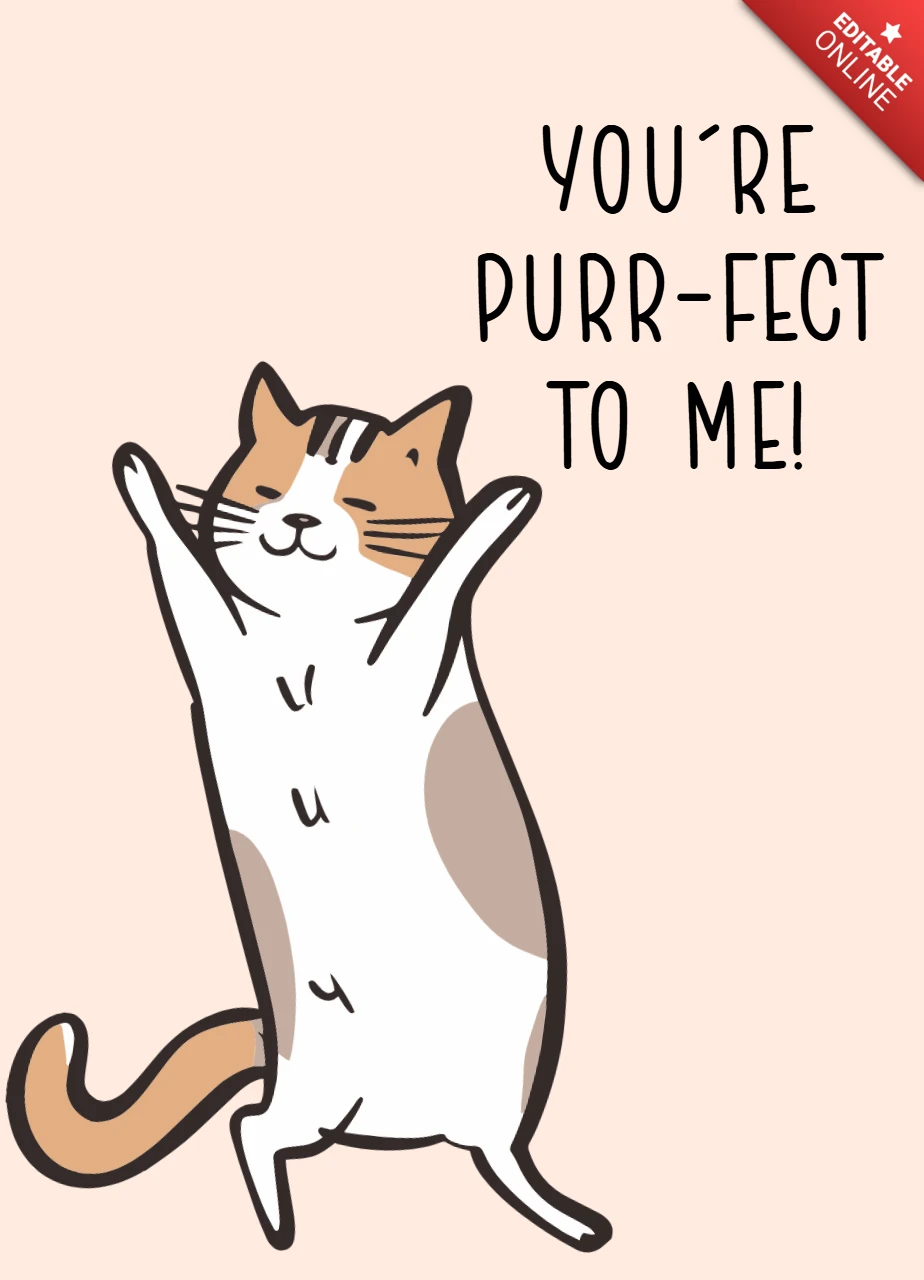 Niedliche Katze Wertschätzung Karte Vorlage - purr-fect Kompliment Design