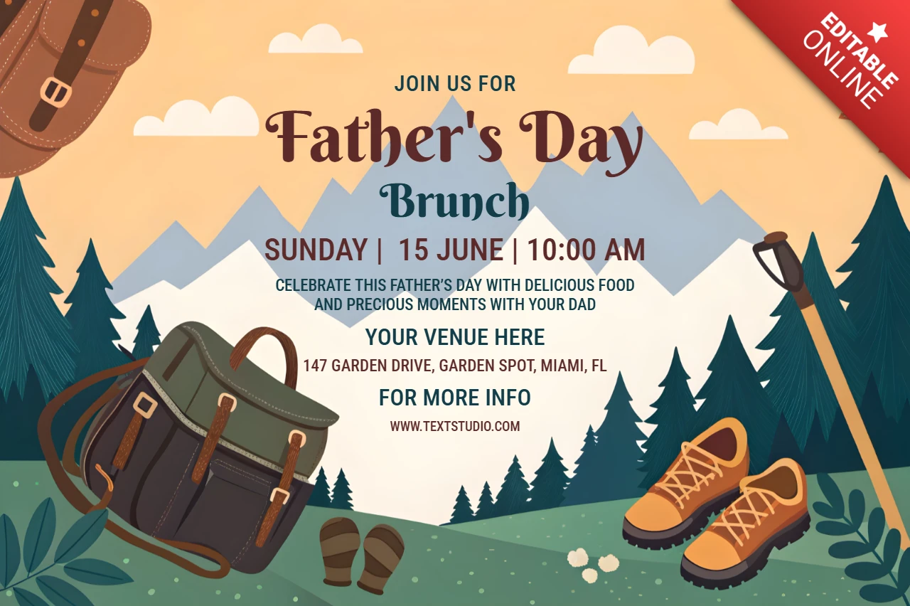 Father's Day Brunch Template with Outdoor Adventure Cartoonish Design