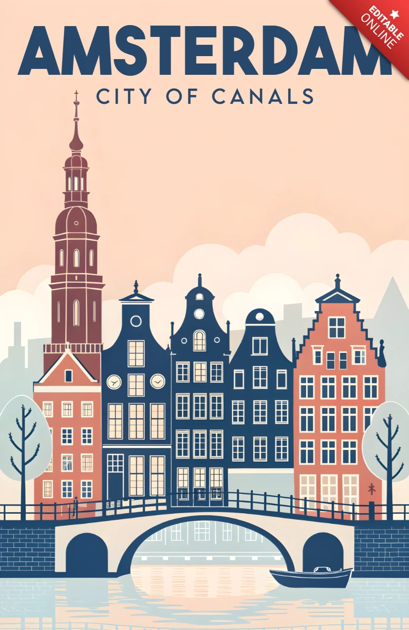 Amsterdam Reise-Vibes Designvorlage für Poster