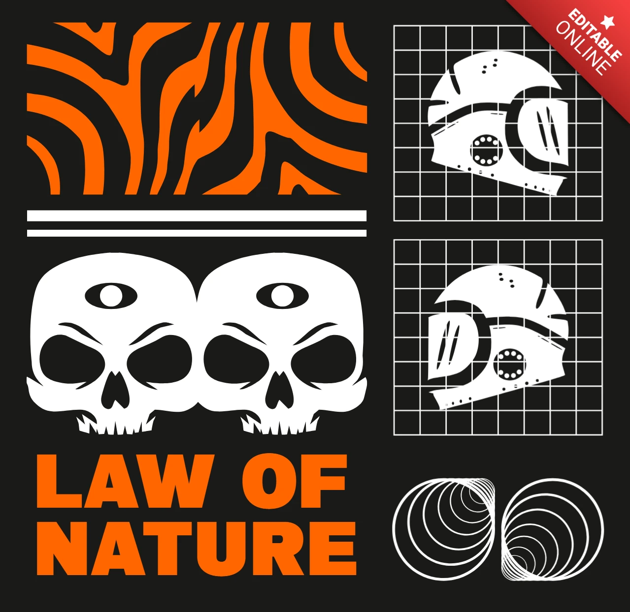 Skull Design Template for Urban Apparel with Bold Graphic Elements