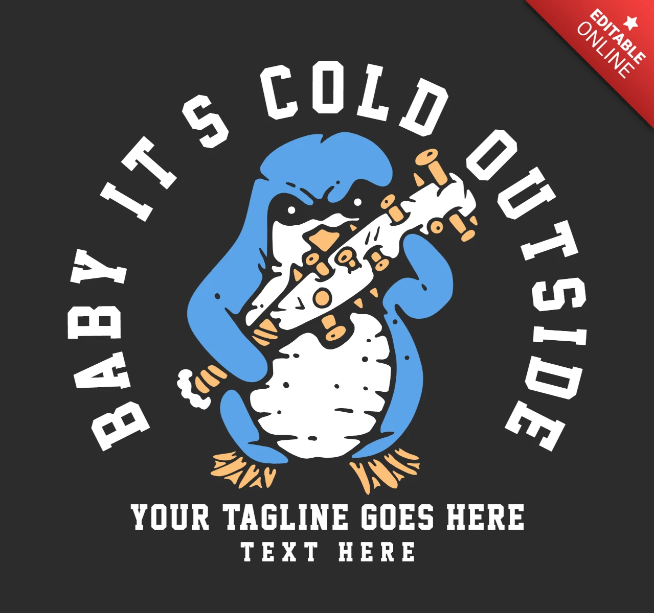 Angry Penguin Holding a Baseball Bat T-shirt Design Template