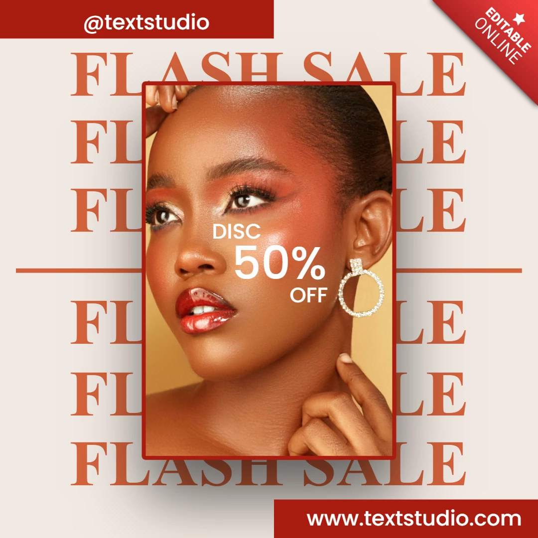 Post instagram di vendita di moda minimalista rosso e crema