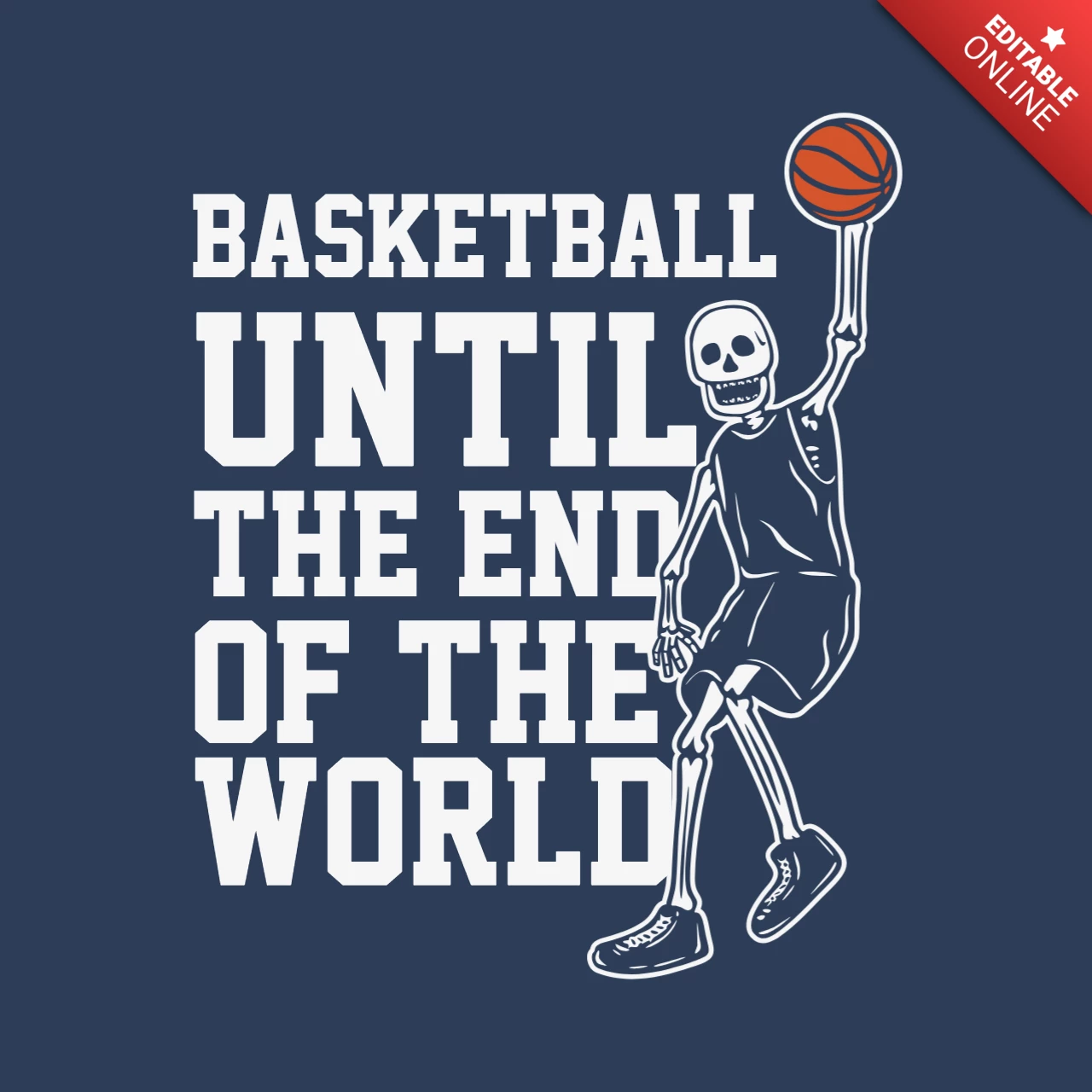 Skeleton Playing Basketball T-shirt Design Template