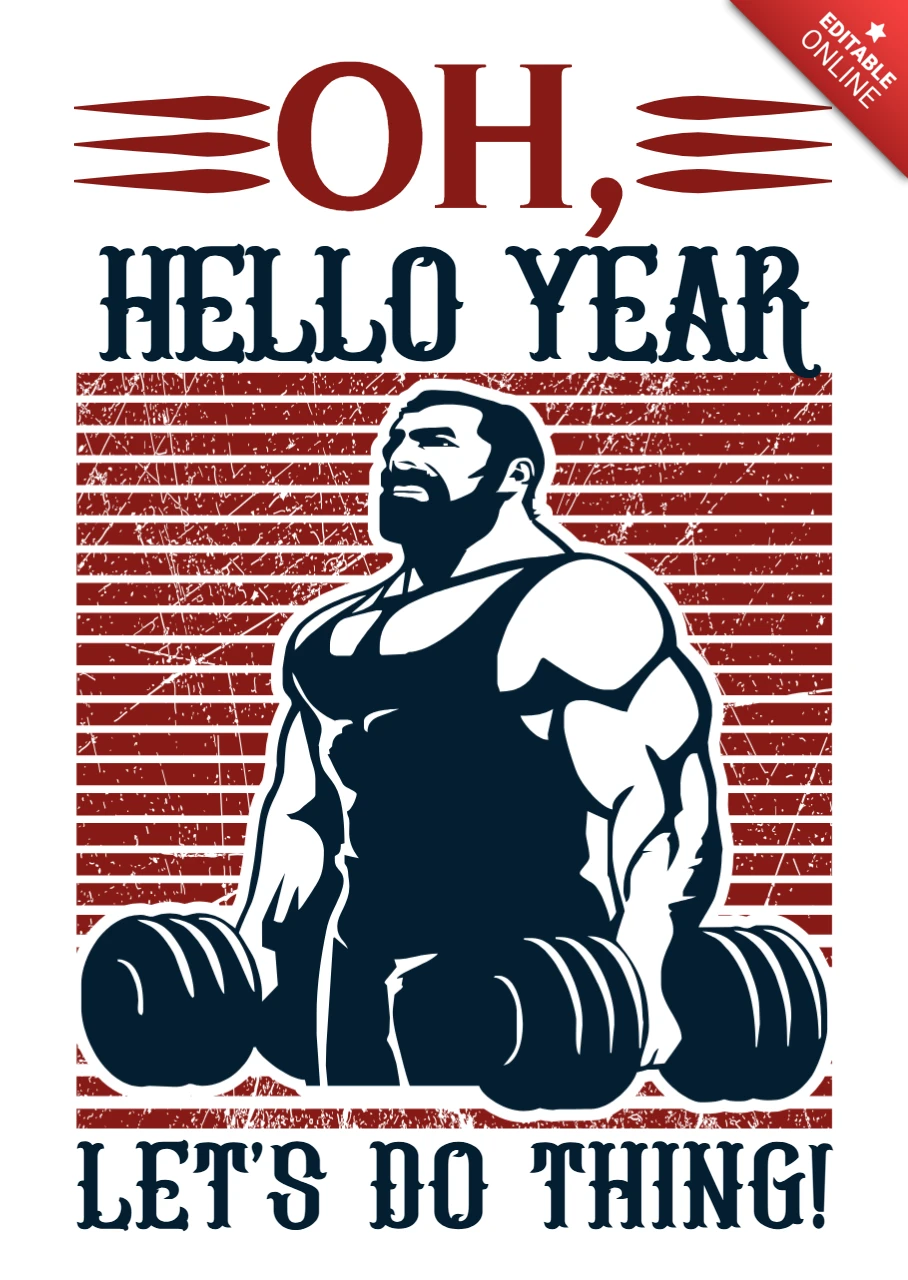 Modèle d'affiche de motivation pour le fitness : oh, hello year, let's do thing !