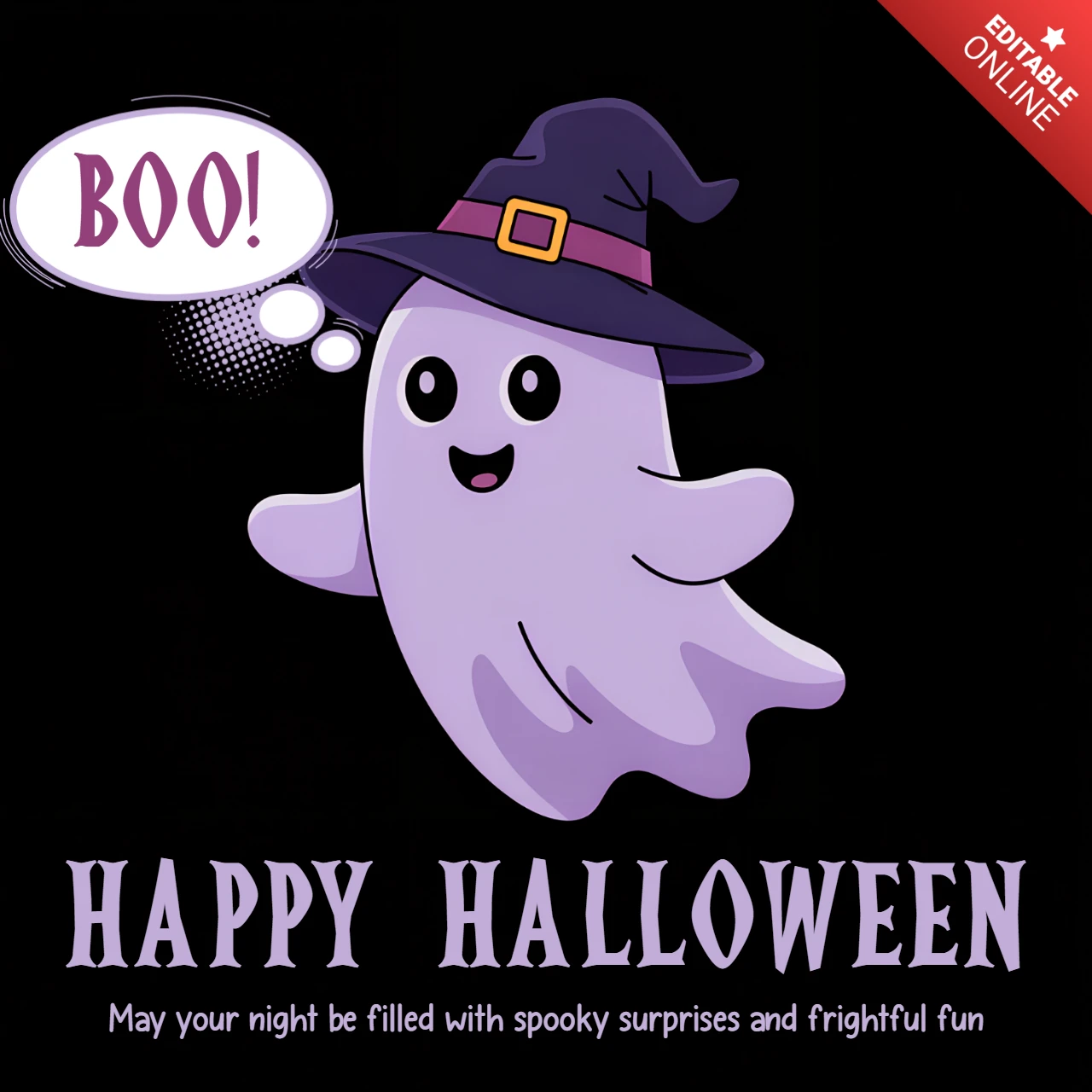 Speelse spookontwerp voor schattige Halloween-merchandisingtemplate