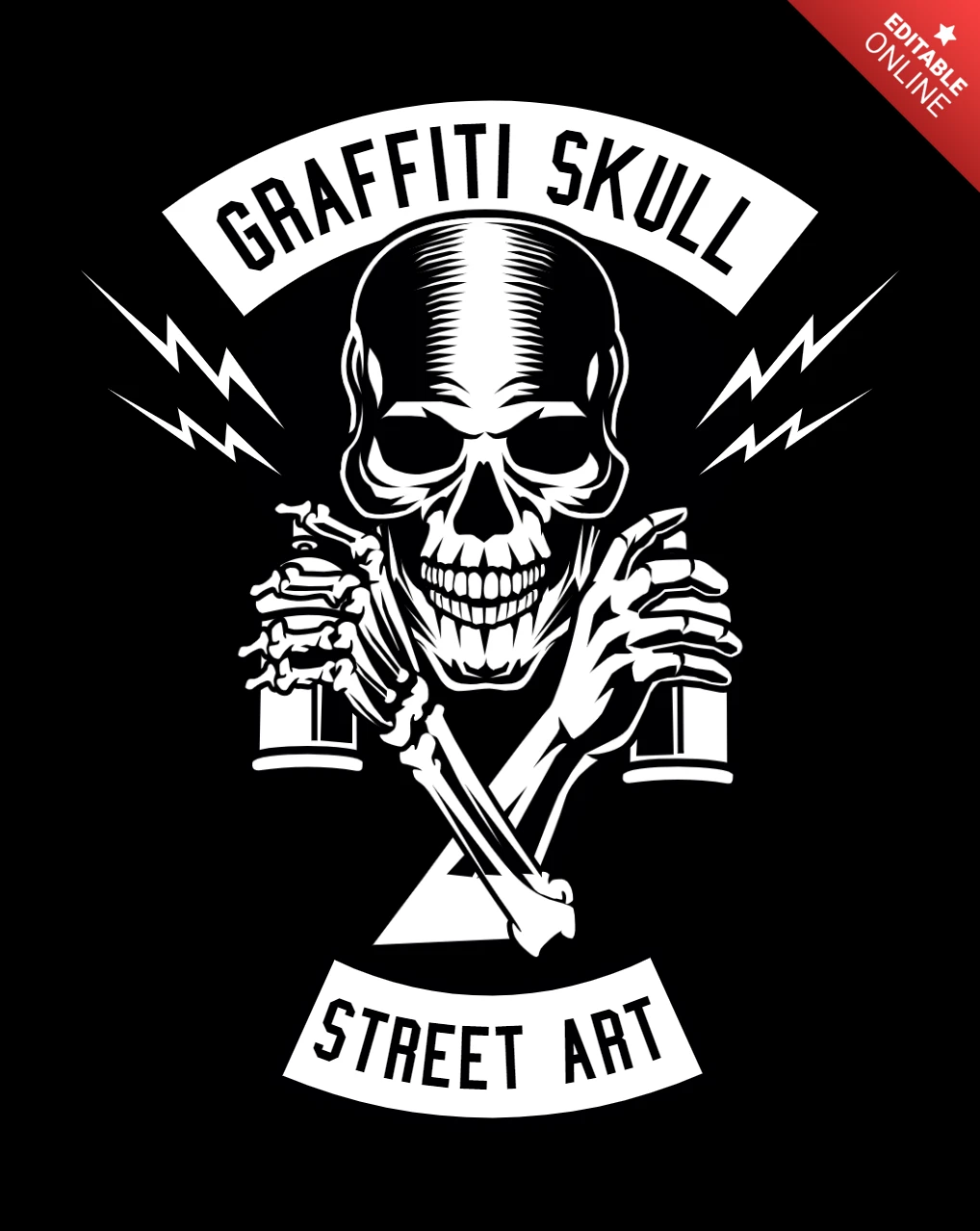 Graffiti Skull T-shirt Design Template