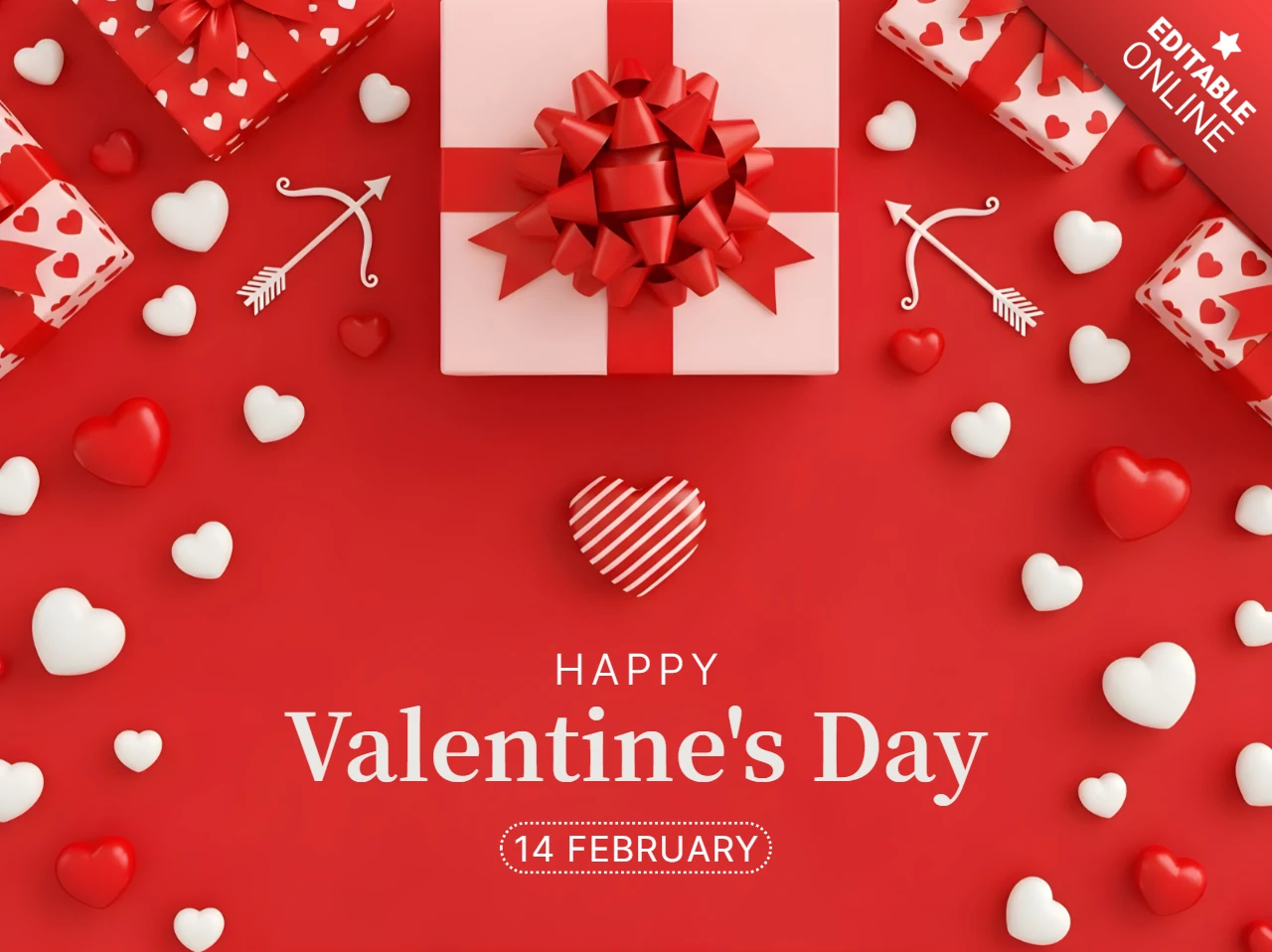Valentine's Day Greeting Card Template with Heart and Gift Design