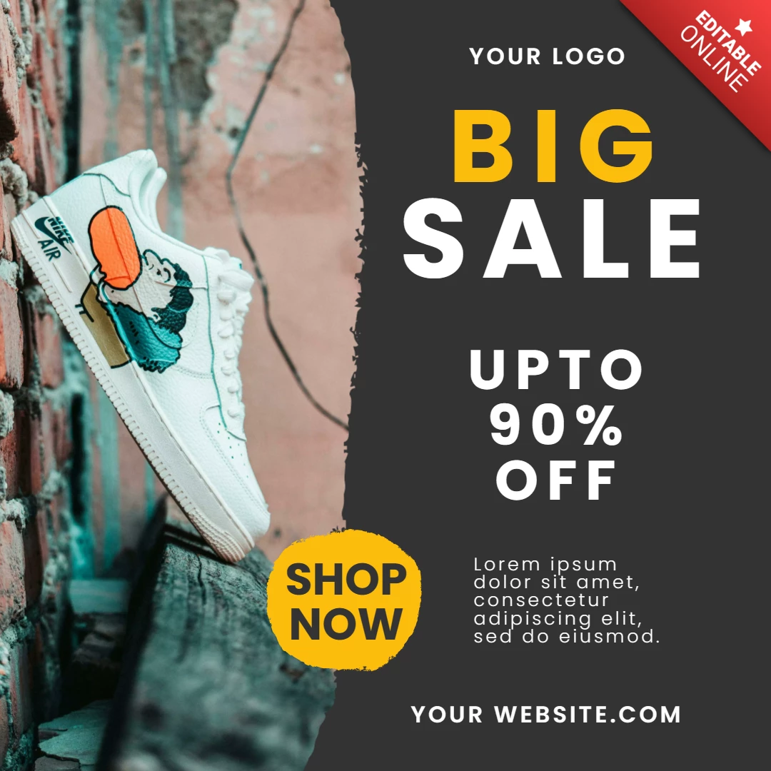 Sneakers big sale banner social media post design template