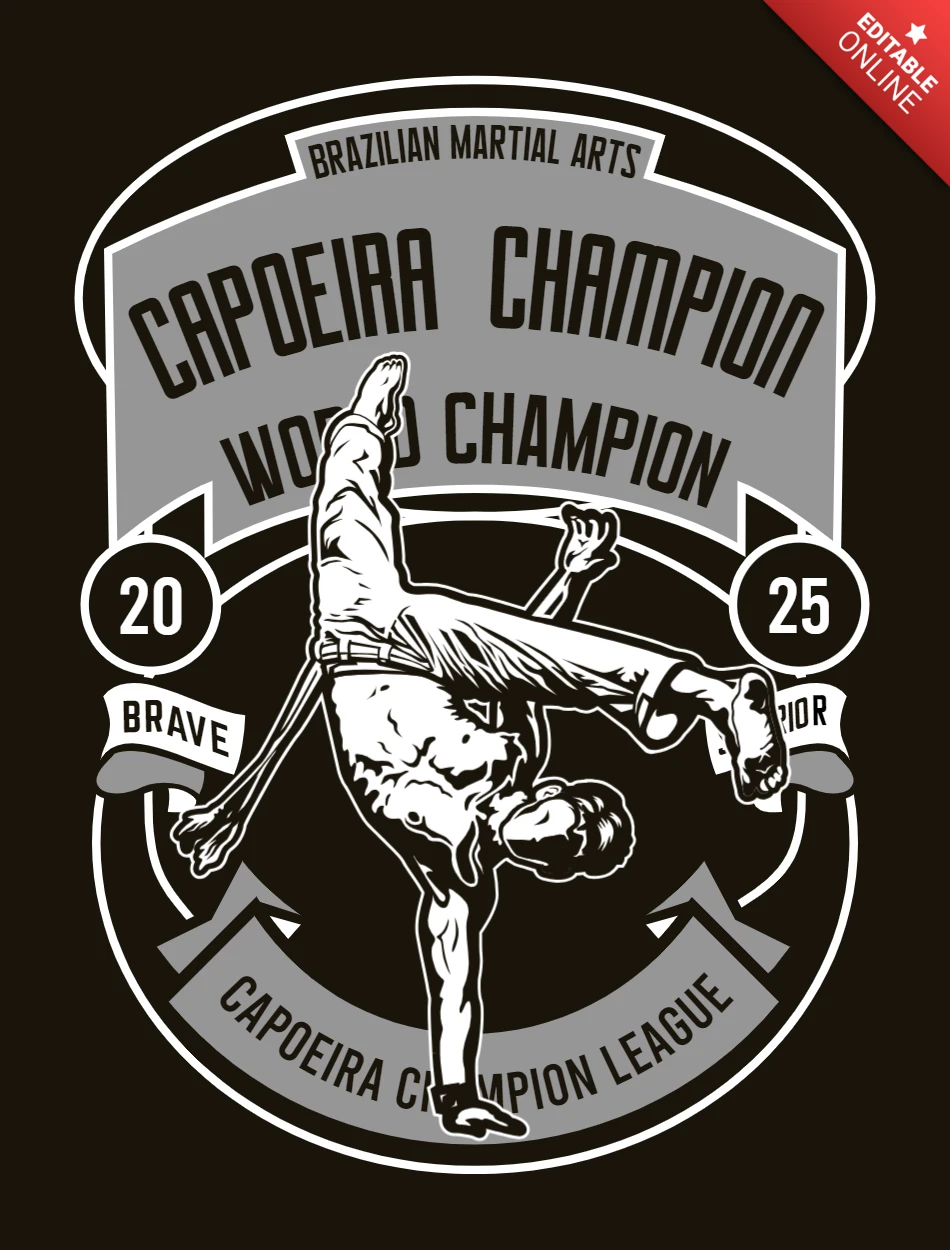 Capoeira kampfkunst retro t-shirt design vorlage