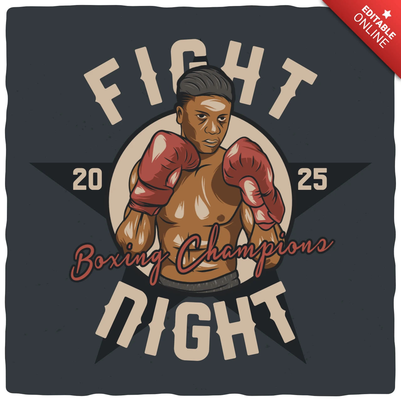 Plantilla de diseño de camiseta para campeones de boxeo