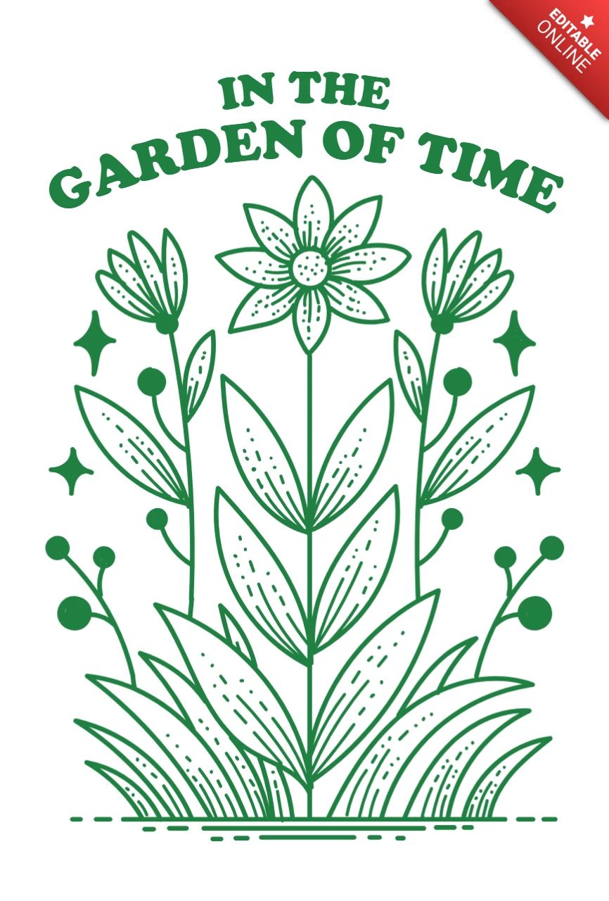 Floral Garden Design Template for T-Shirt Printing