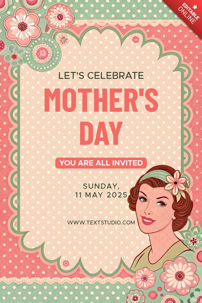 Vintage Floral Mother's Day Invitation Template Design