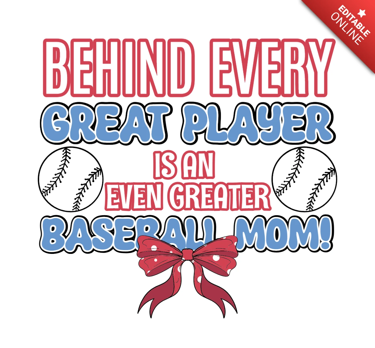 Hinter jedem großartigen Spieler das Herz und die Stärke einer Baseball-Mama T-Shirt-Designvorlage