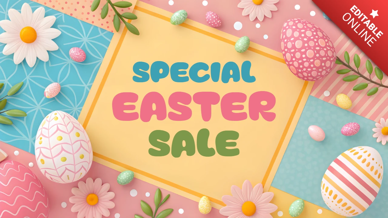 Bunte Ostern Verkauf Design-Vorlage mit Blumen und Ei-Motive