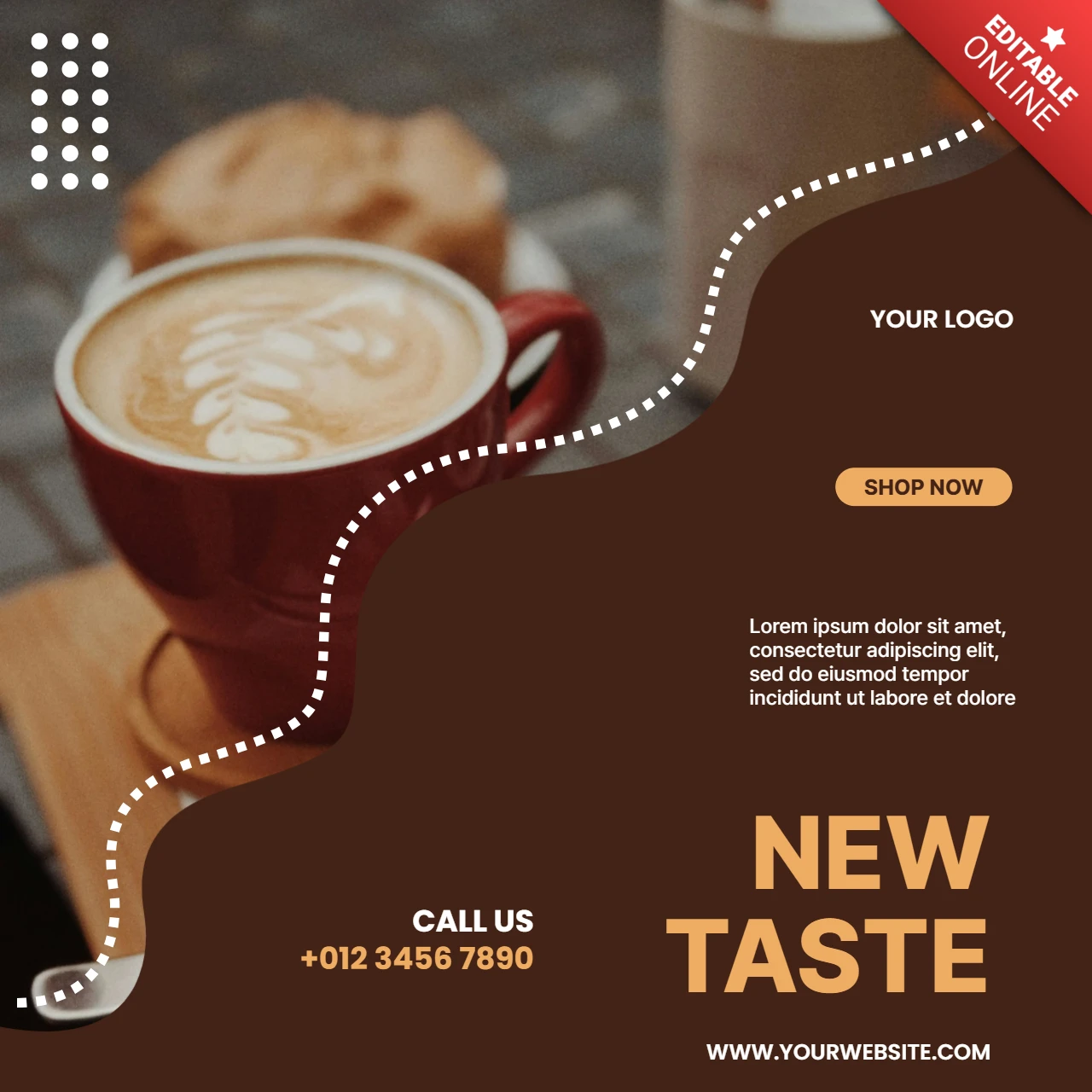 New Taste Cappuccino Promotional Social Media Post Design Template