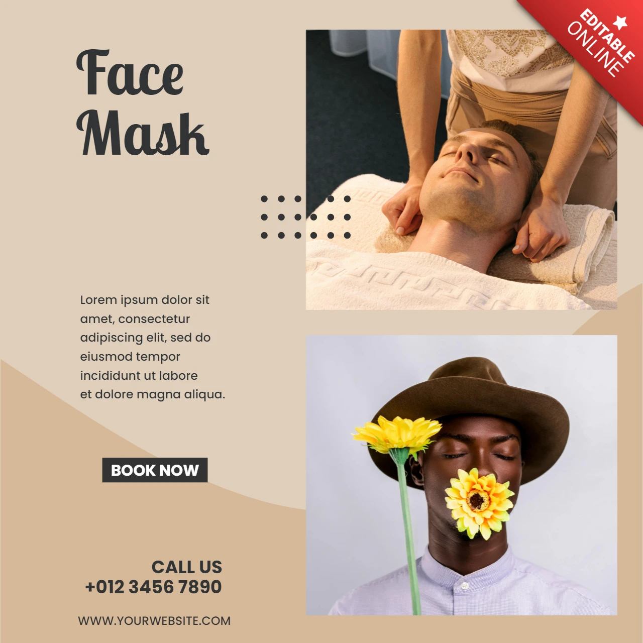 Amazing Two-Tone Beige Advertising Social Media Post Design Template