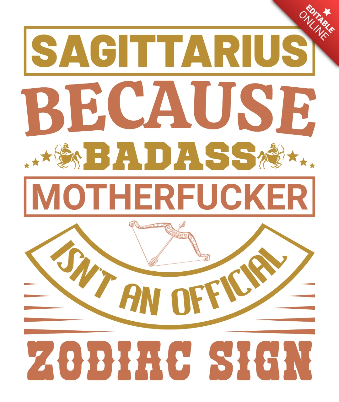 Dikke typografie ontwerpsjabloon voor het sterrenbeeld Boogschutter