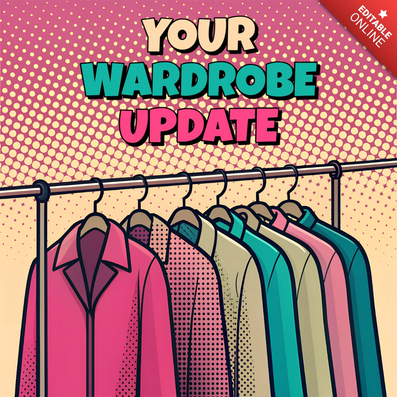 Aggiornamento del design del guardaroba pop art per la promozione della moda