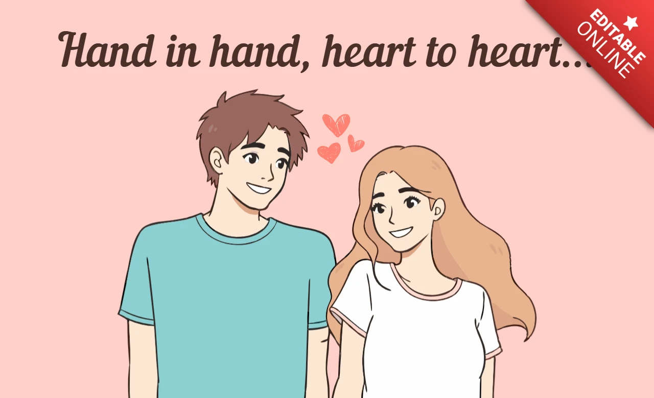 Romantic Couple Illustration Template for Love Messages and Designs
