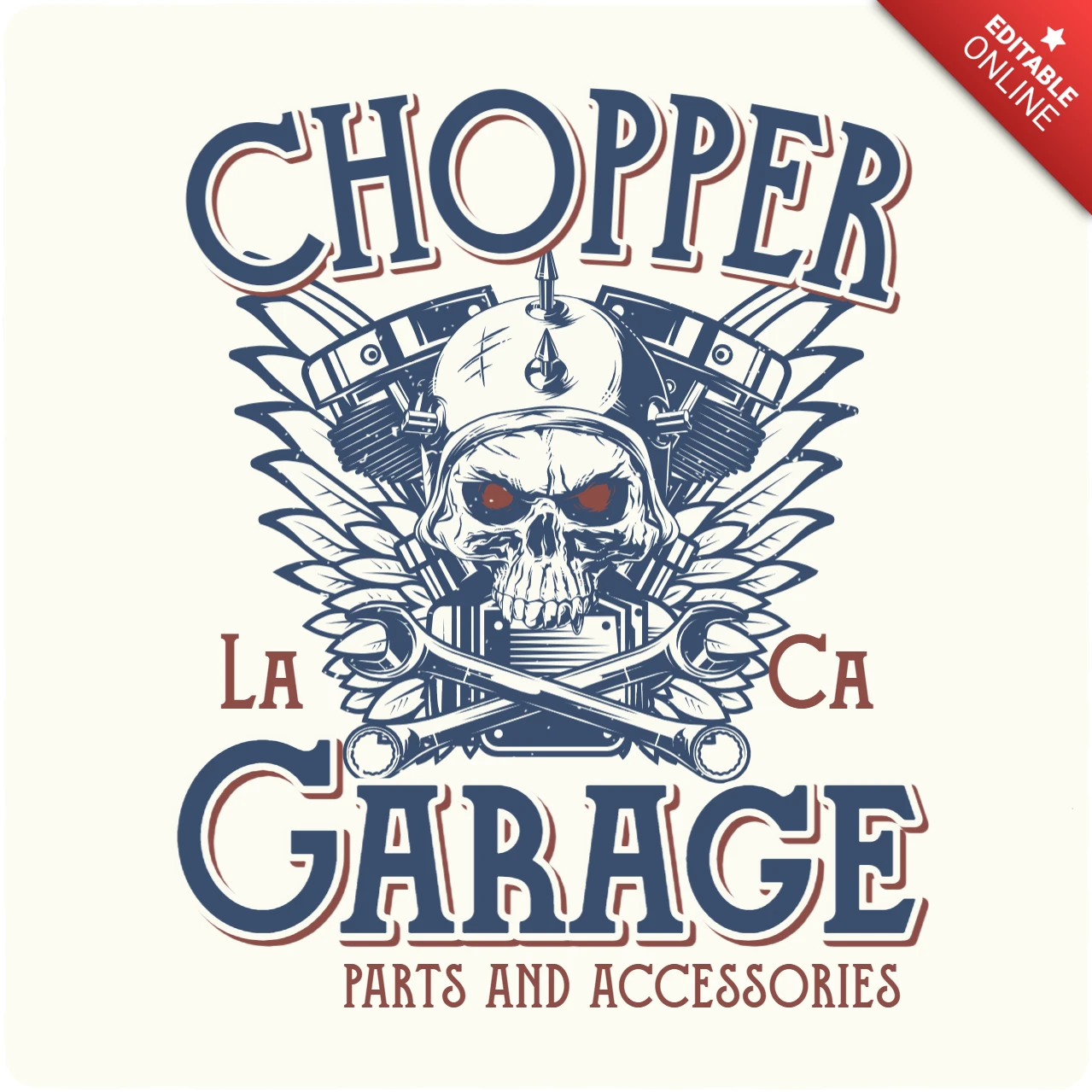 Modelo de design de camiseta com caveira para peças e acessórios de garagem