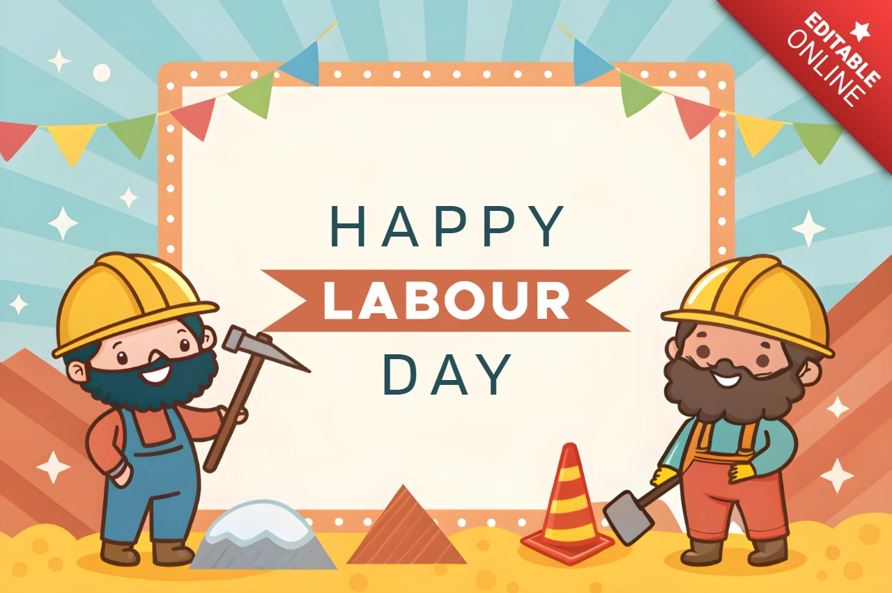 Joyeuse fête du travail : modèle de dessin animé pour les célébrations festives