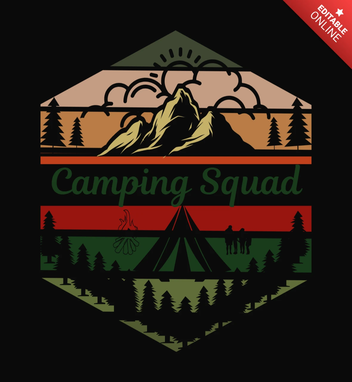 Camping kader wandern t-shirt design Vorlage