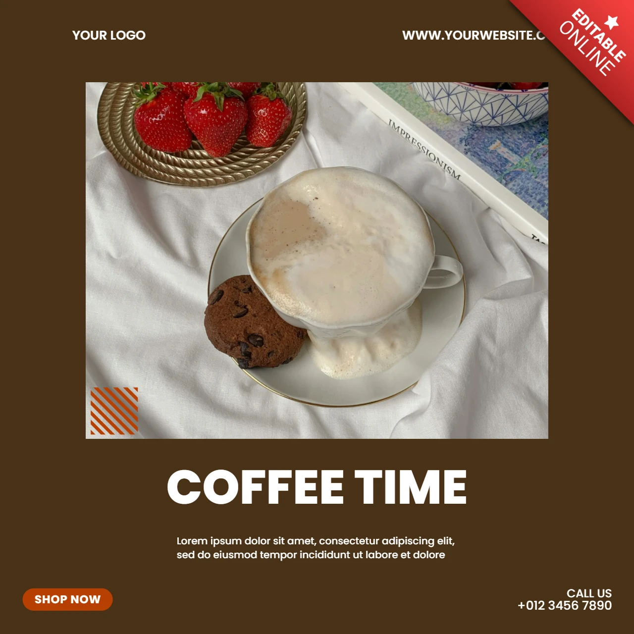Coffee time promotional instagram post design template