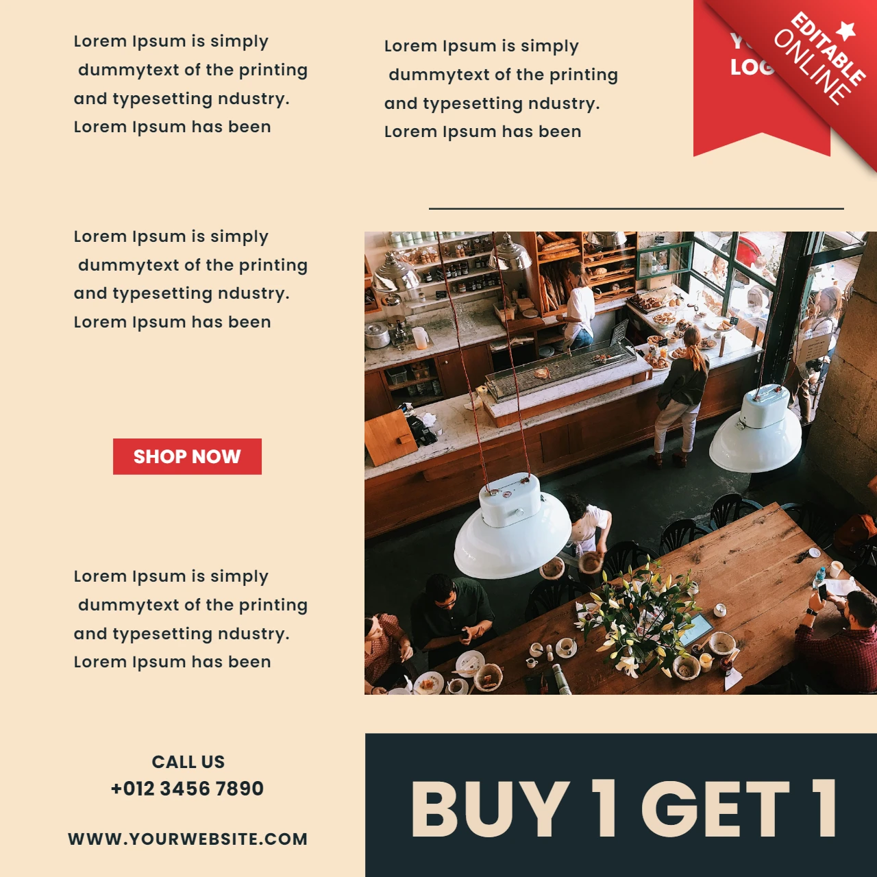 Koop 1 krijg 1 koffie sale instagram post ontwerpsjabloon