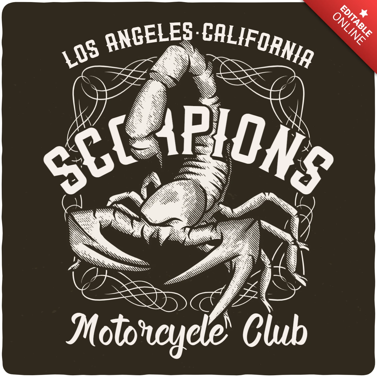 Modèle de t-shirt vintage du club de motards Scorpions