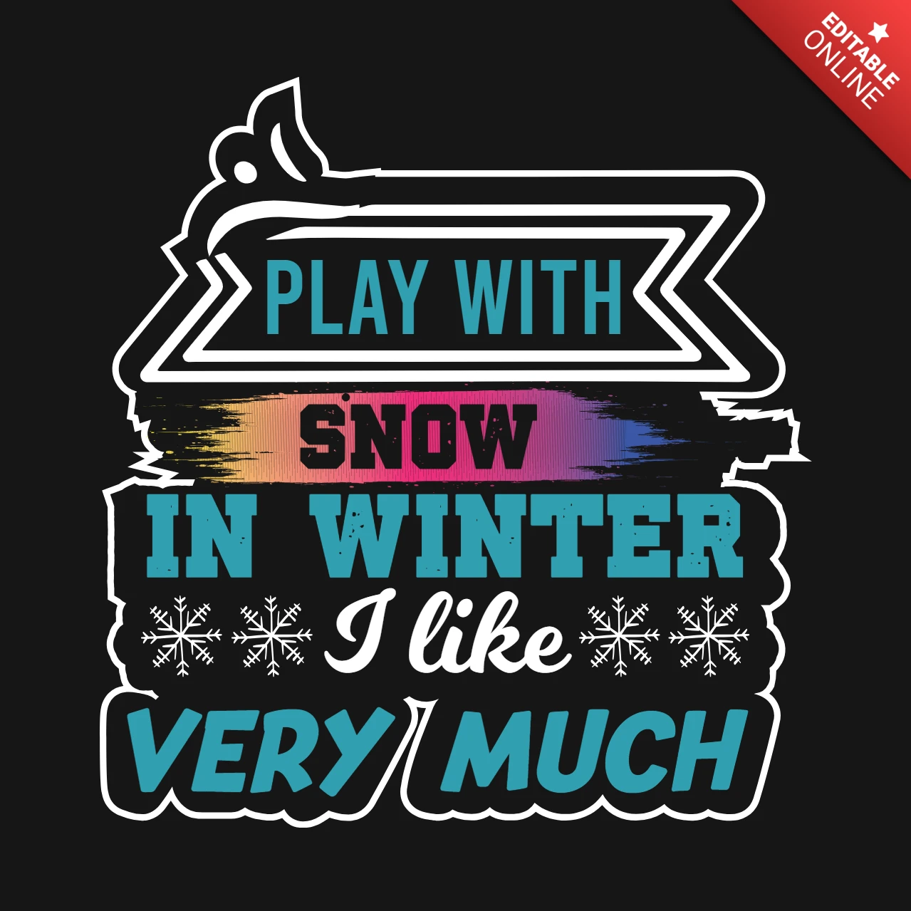 Spiel mit schnee winter t-shirt design vorlage