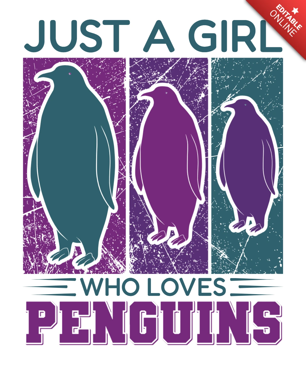Playful Penguin Love Graphic Design Template for Custom Apparel
