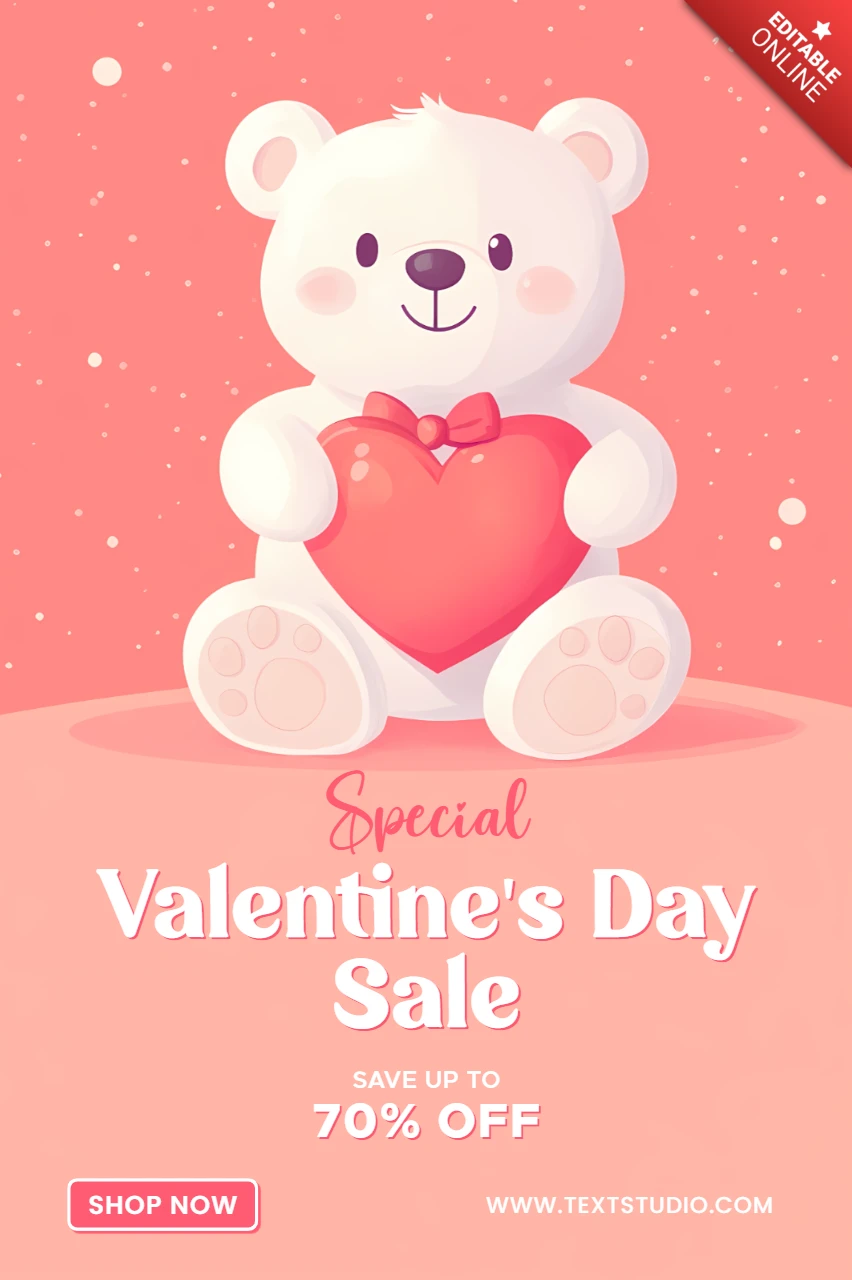 Valentinstag Verkauf Designvorlage mit niedlichen Bär und Herz