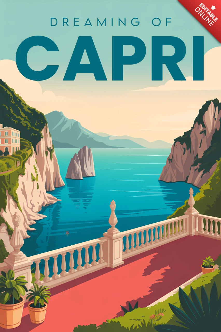Capri landschap ontwerp sjabloon voor reisposters