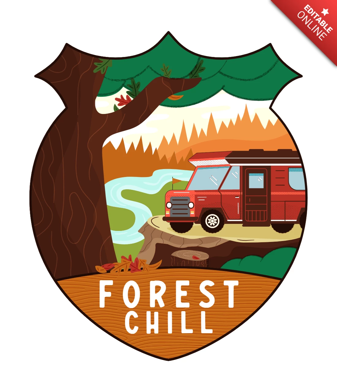 Modello di badge per il freddo della foresta