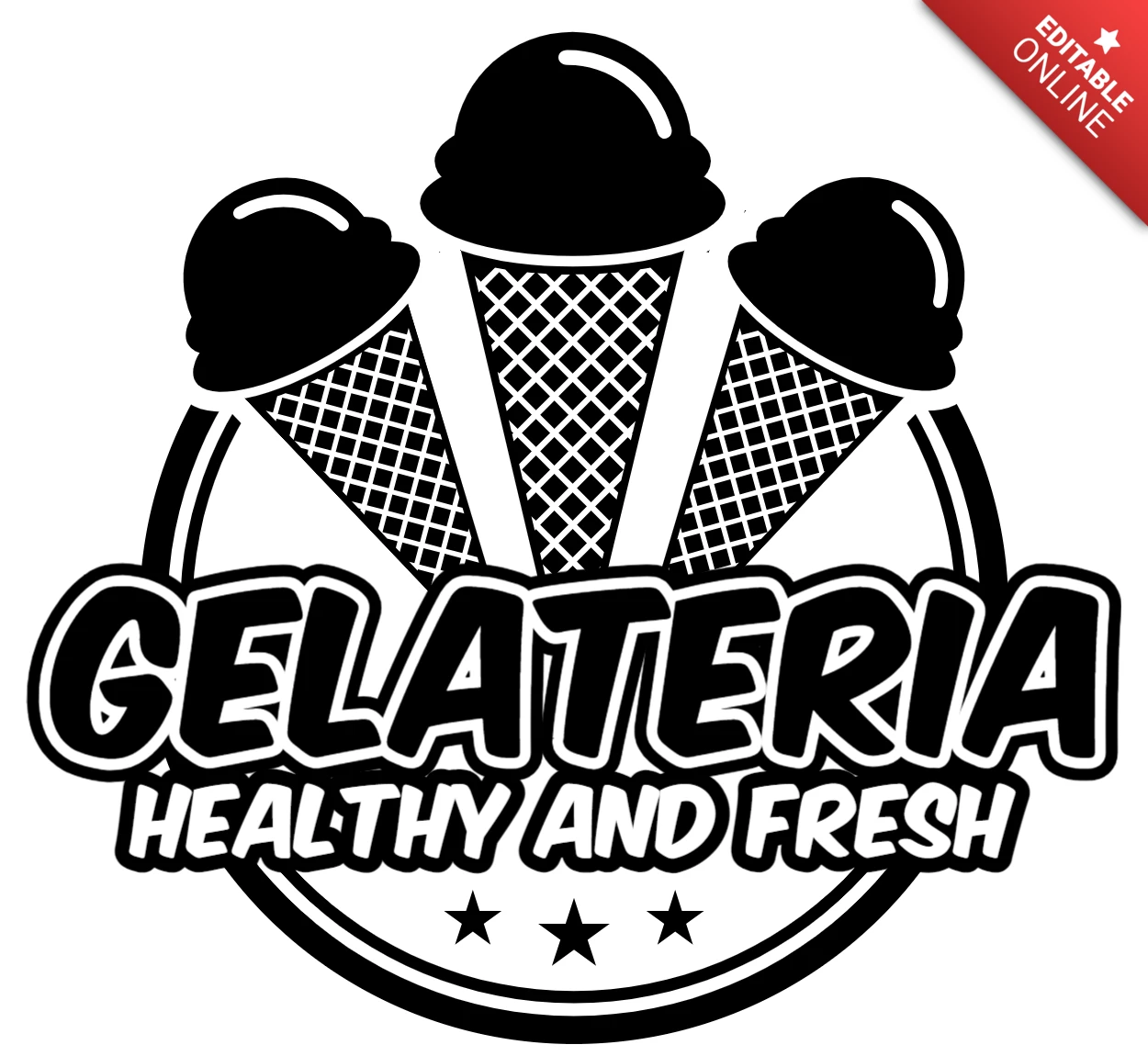 Logo ontwerpsjabloon gezonde en verse gelateria
