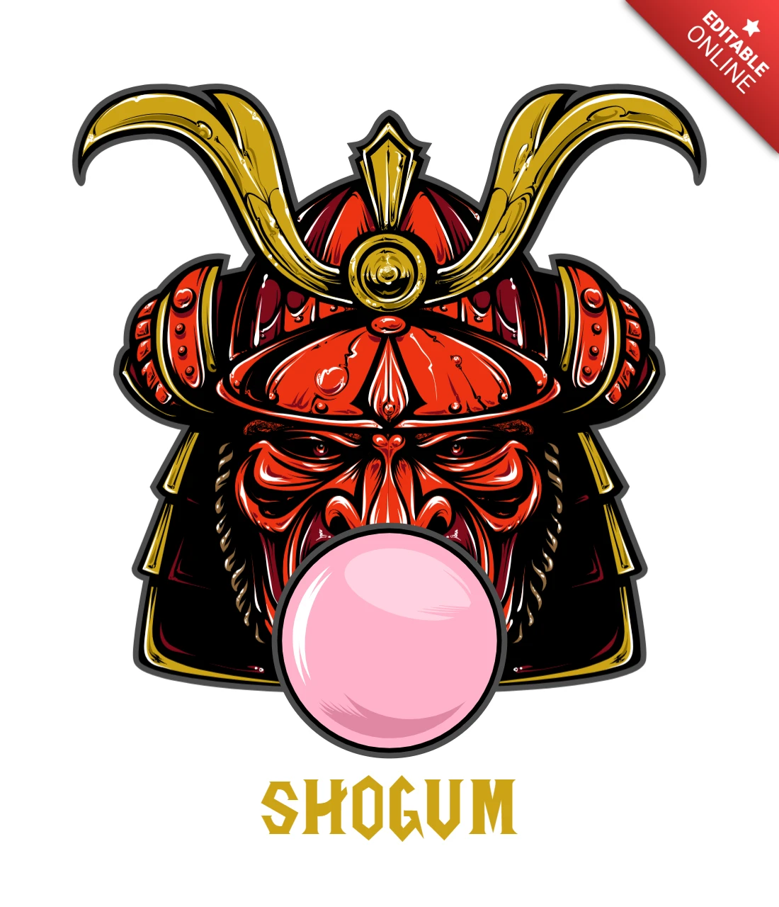 Shogum Shogun Samurai Parody T-shirt Design Template