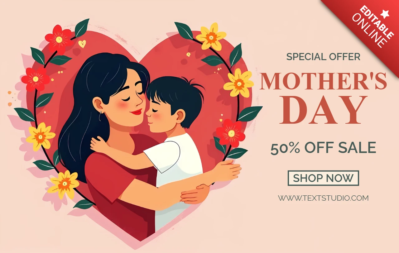 Mother's Day Sale Design Template - Whimsical Floral Art Style
