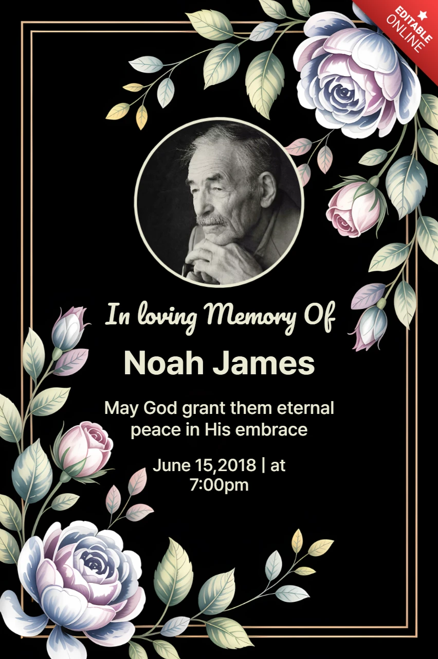 Design floreale per il memoriale RIP per modelli di schede tributo