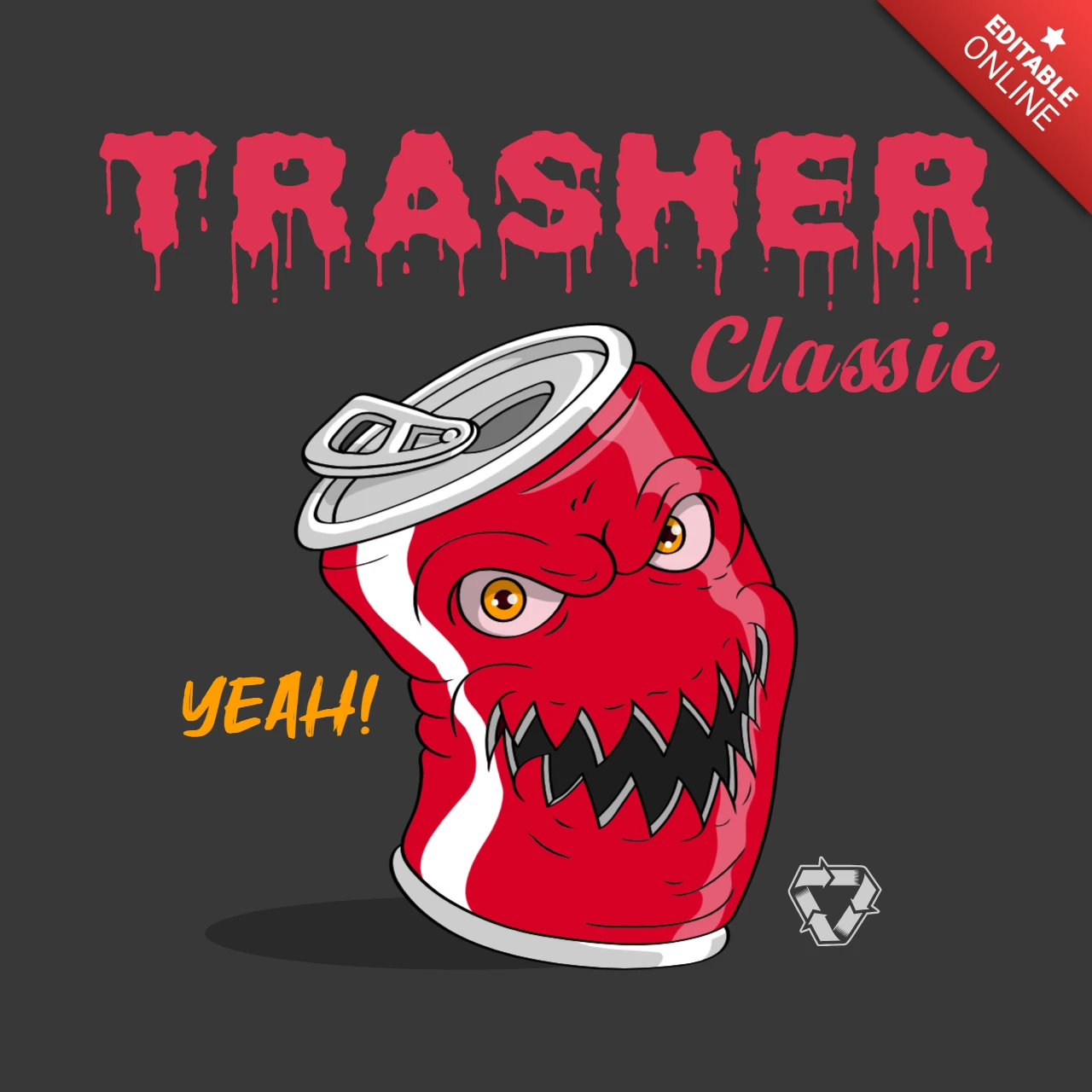Trash Can Monster Design Template for T-Shirts and Merchandise