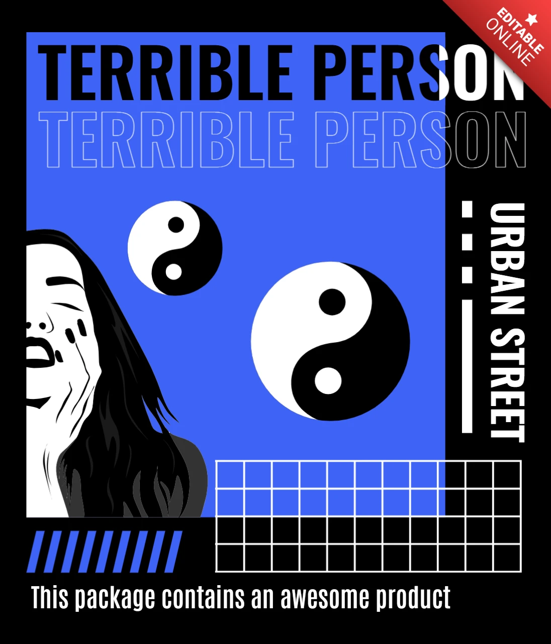 Urban Street Art Template with Yin Yang Design for Apparel