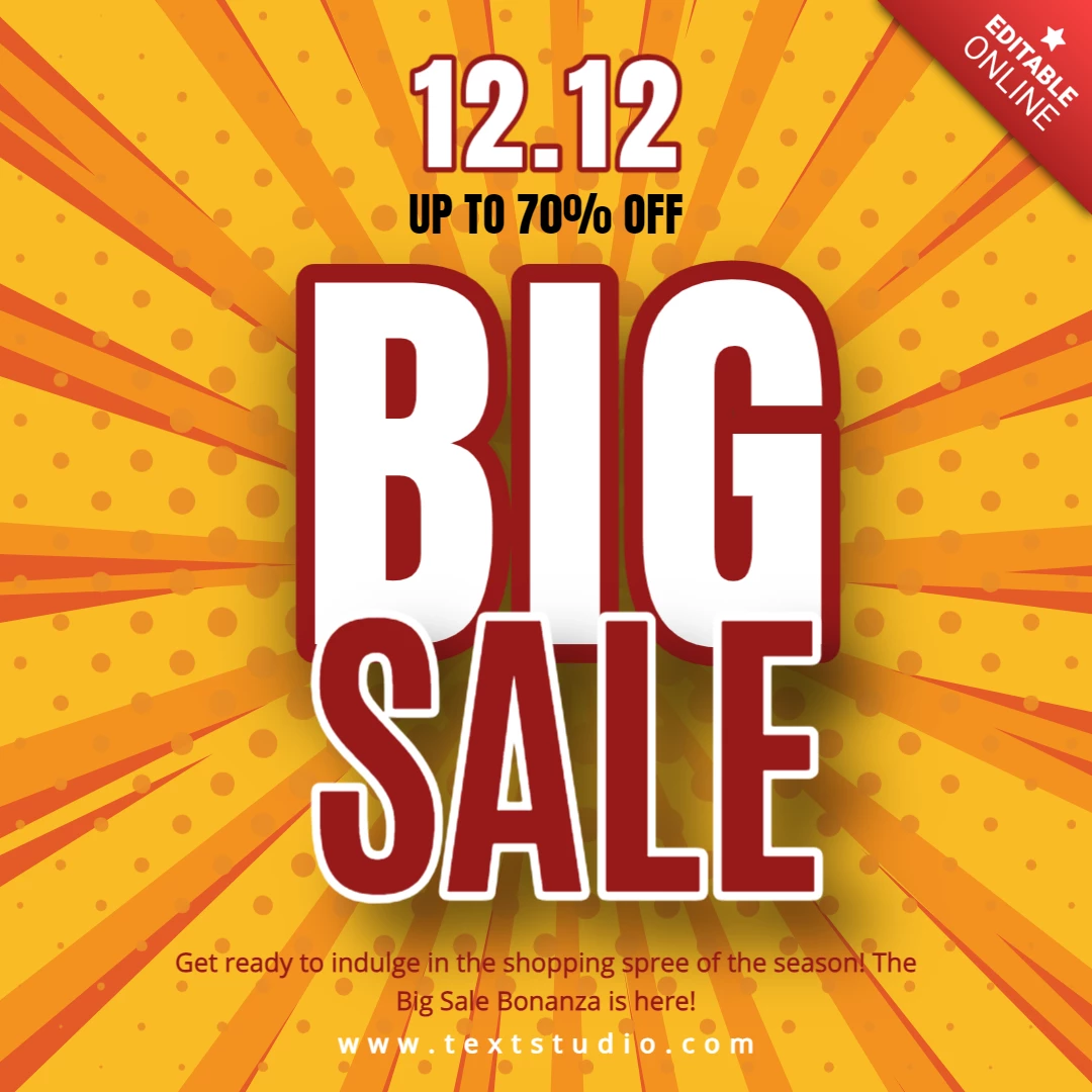 Red And White Modern 12.12 Big Sale Instagram Post