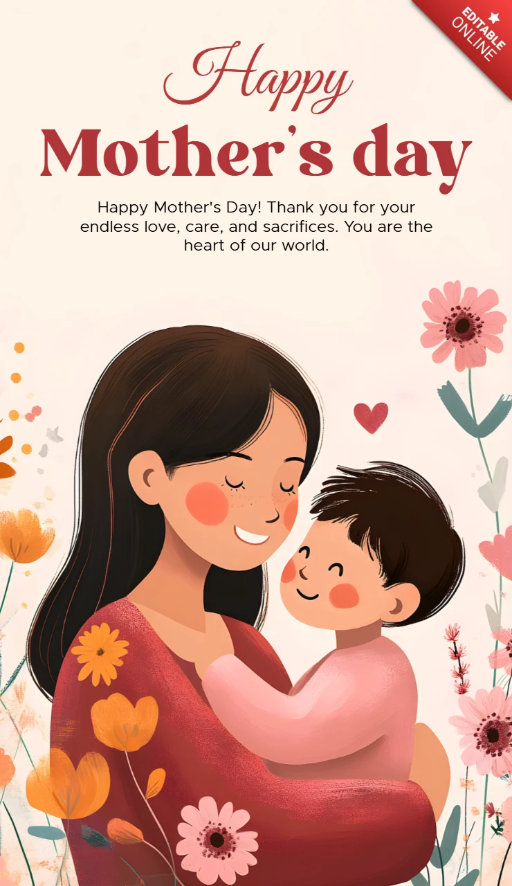 Diseño caprichoso de plantilla de tarjeta del Día de la Madre para felicitaciones sinceras